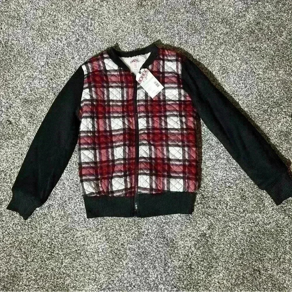Bongo Fleece Plaid Jacket Girls Youth Size L 14 Discontinued-Sears MSRP $40!